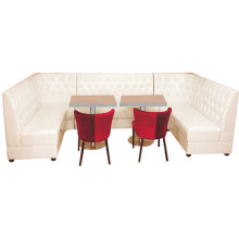 Weißes Leder Restaurant Curved Booth Ecksofa (FOH-CBCK69)